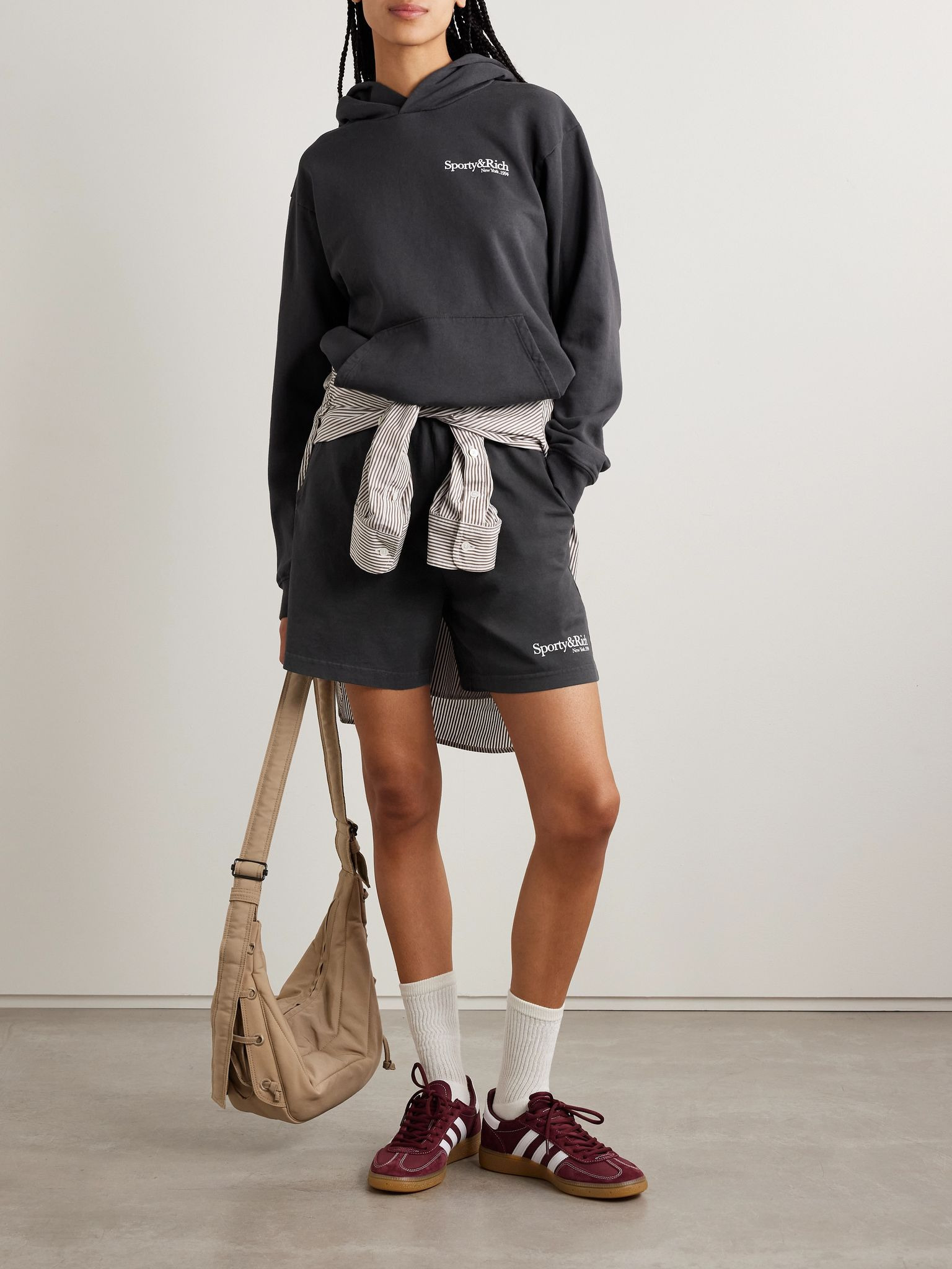 Printed cotton-jersey shorts Black - 2