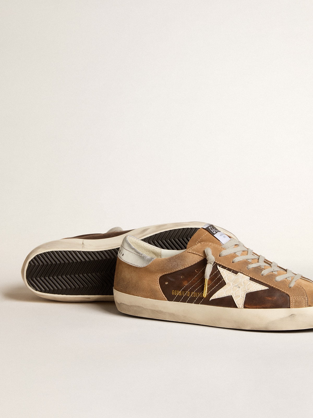 Super-Star LTD in brown leather and tobacco suede with white star - 3