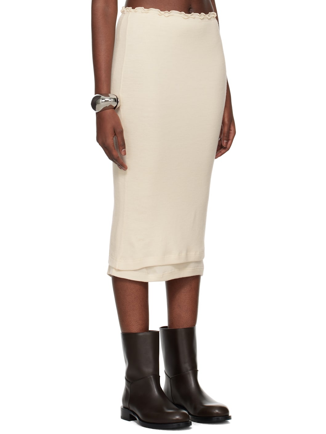 Off-White Double Layer Midi Skirt - 2