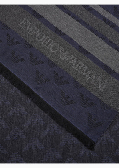 EMPORIO ARMANI Modal-blend jacquard stole with all-over eagle outlook