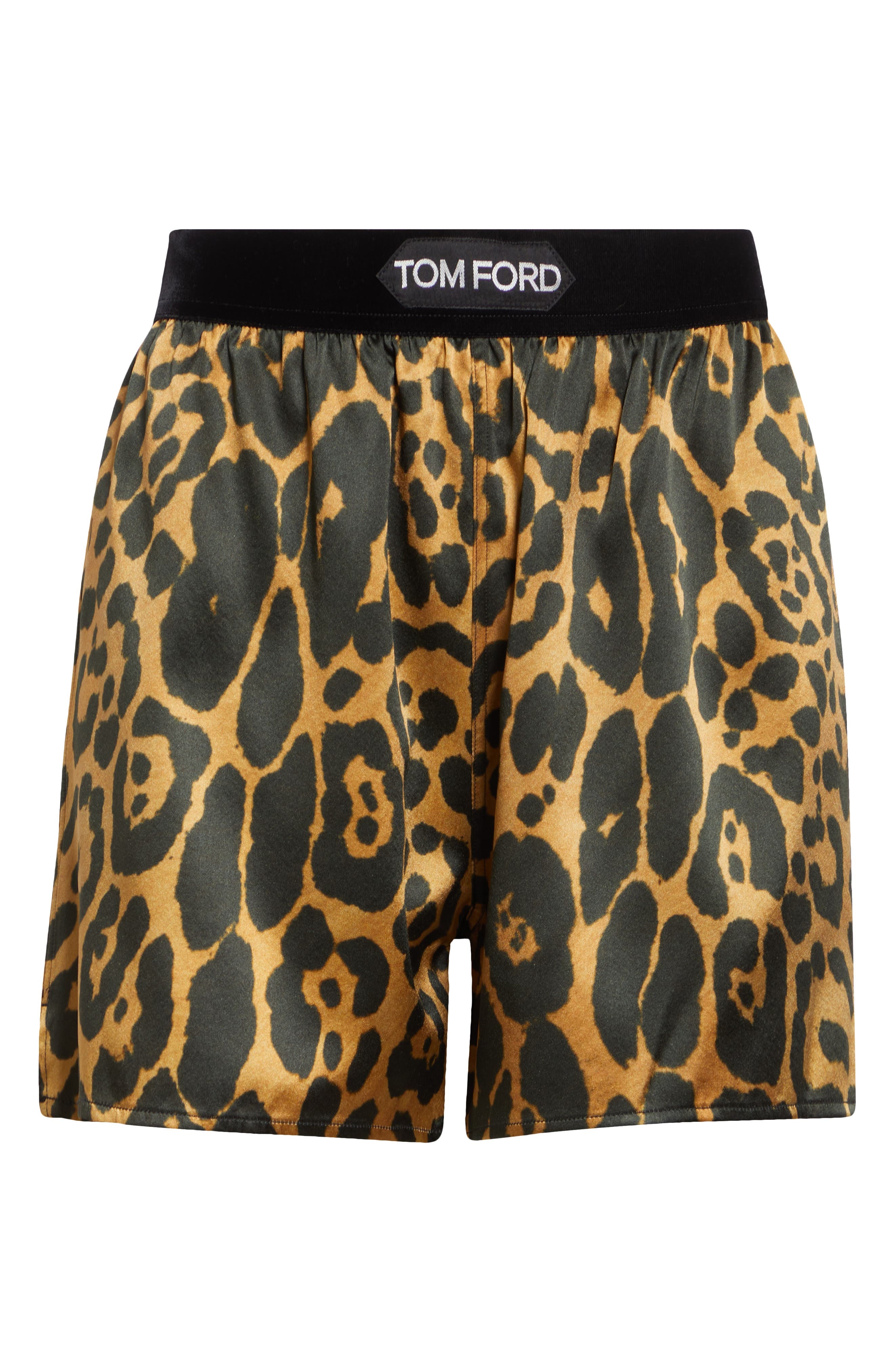 TOM FORD Leopard Print Stretch Silk Boxers in Kb359 Camel at Nordstrom - 5