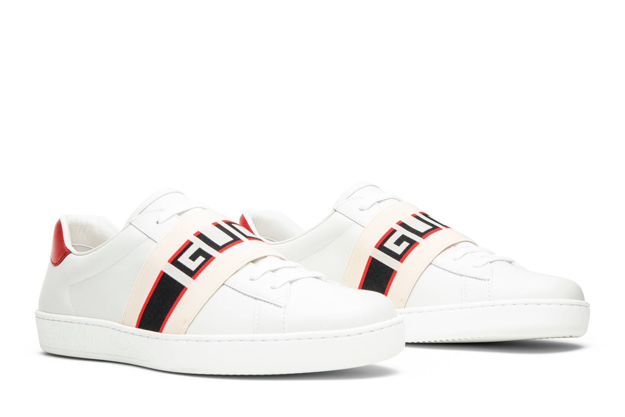 Gucci Stripe Leather Sneaker 'White Red Black' - 8