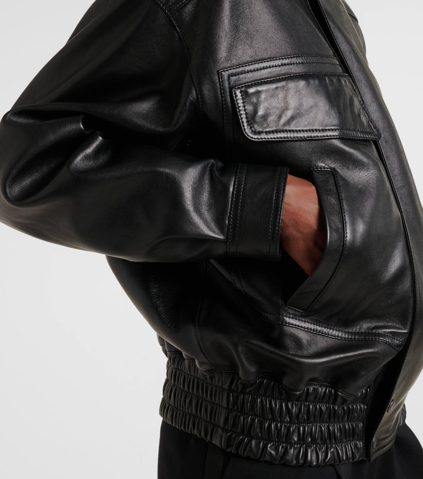 Leather bomber jacket - 5