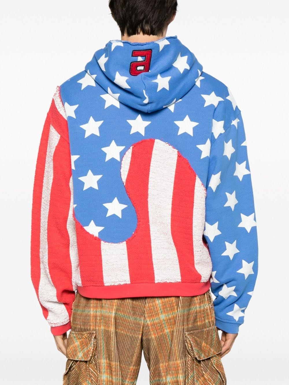 flag-print cotton hoodie - 4
