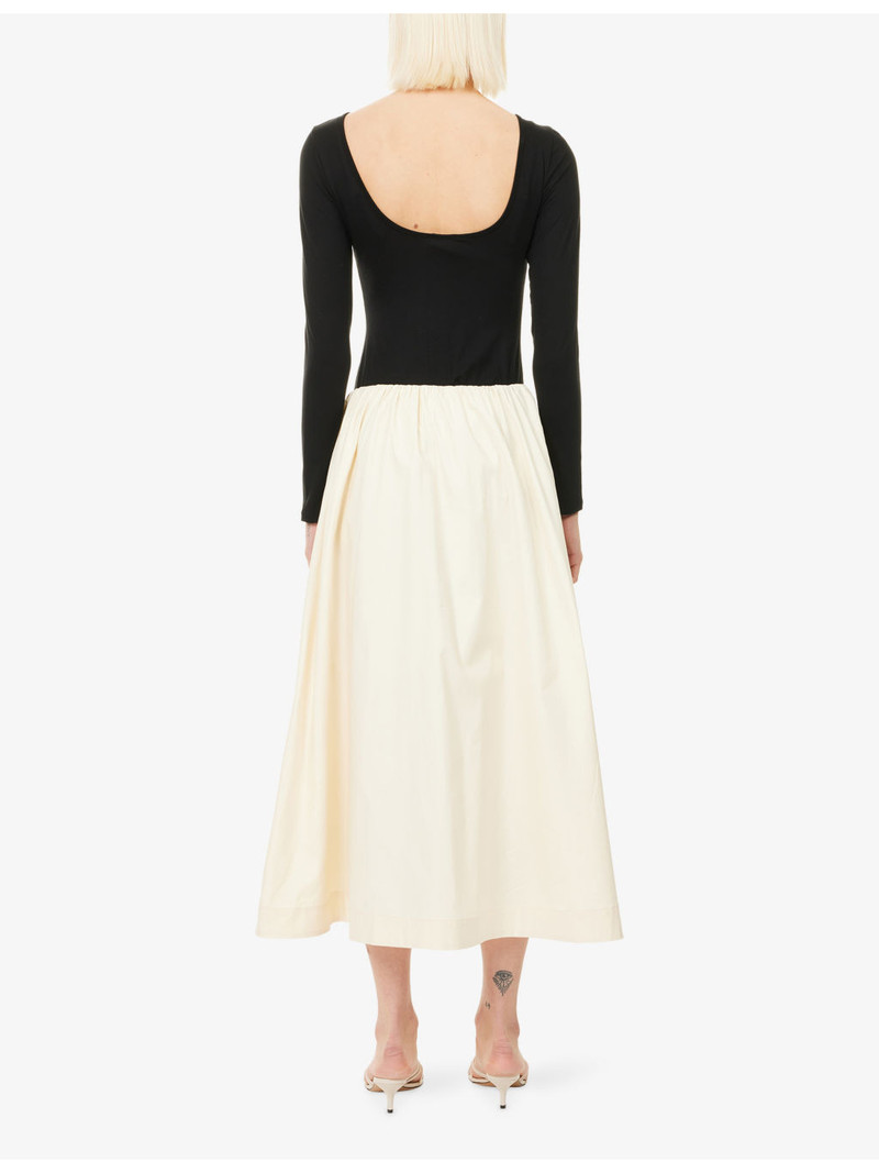 Abel Contrast-Skirt Cotton-Blend Midi Dress 4