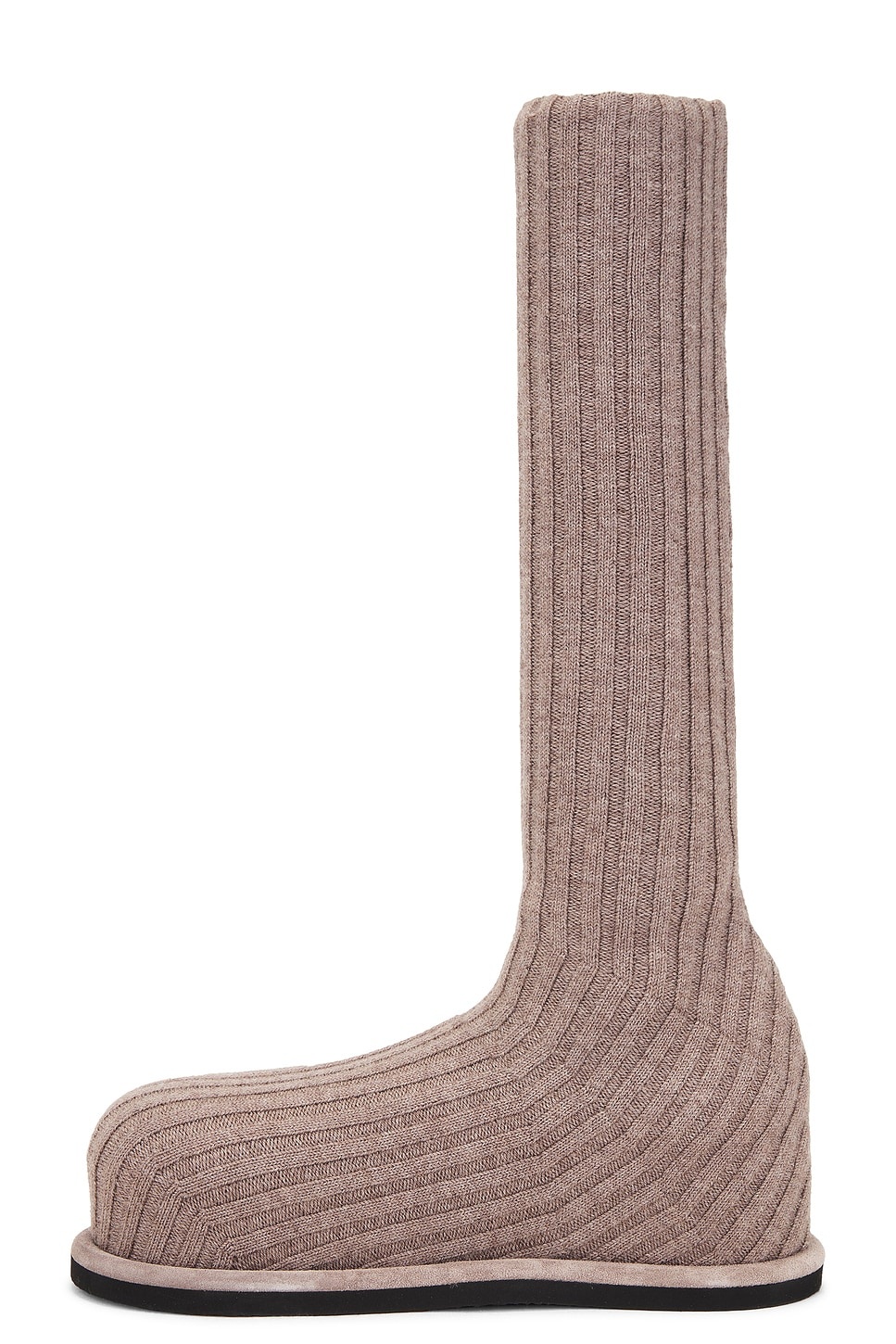 Veneda Stretch Fuzzy Knit Boot In Taupe - 5