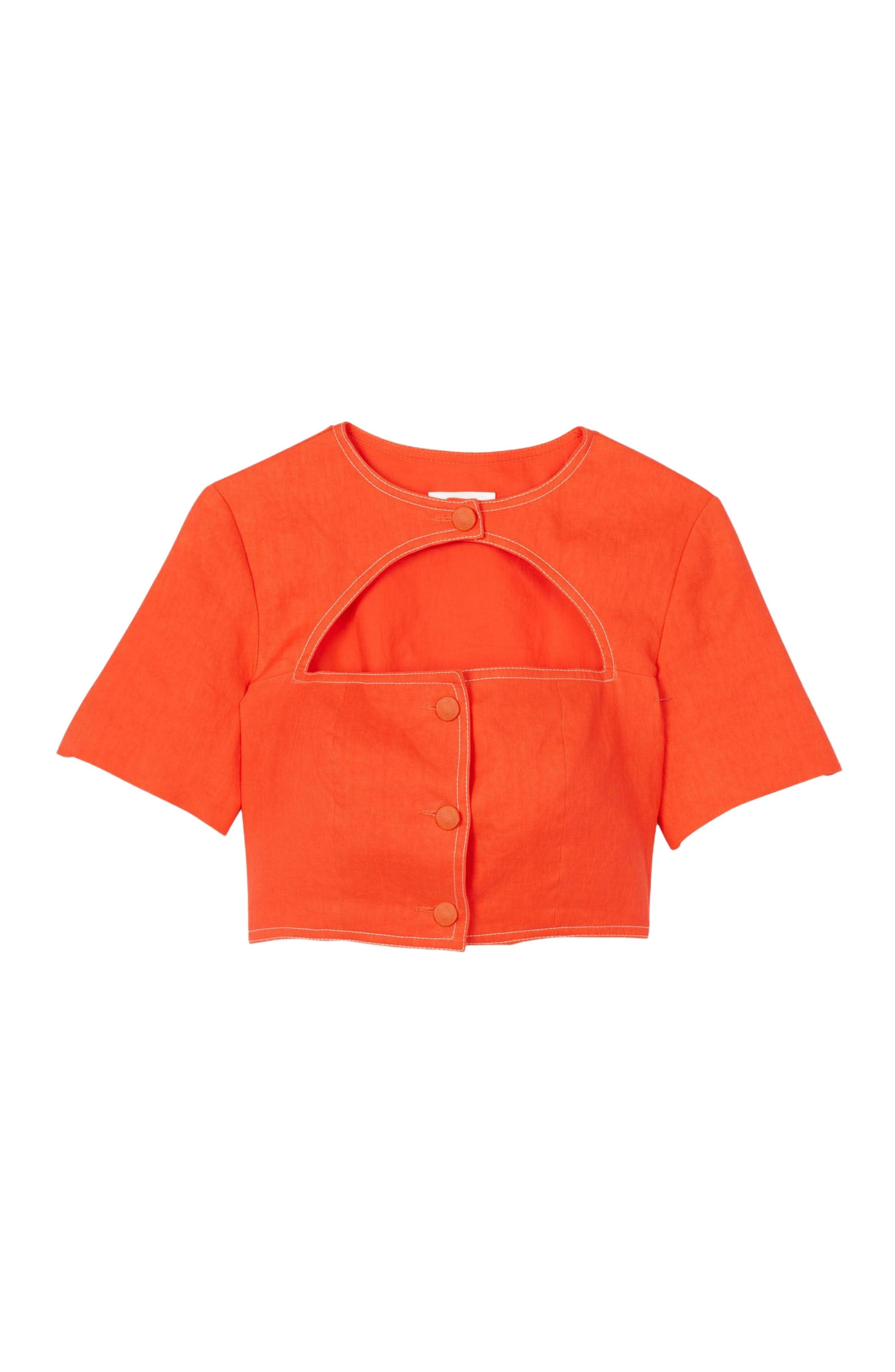 SANDRO Crop top with cutaway design in Orange at Nordstrom - 4