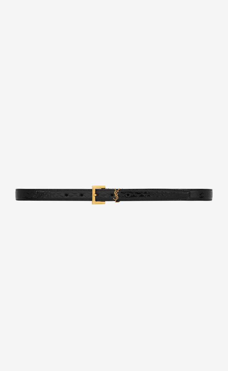 cassandre thin belt with square buckle in python-embossed leather - 1