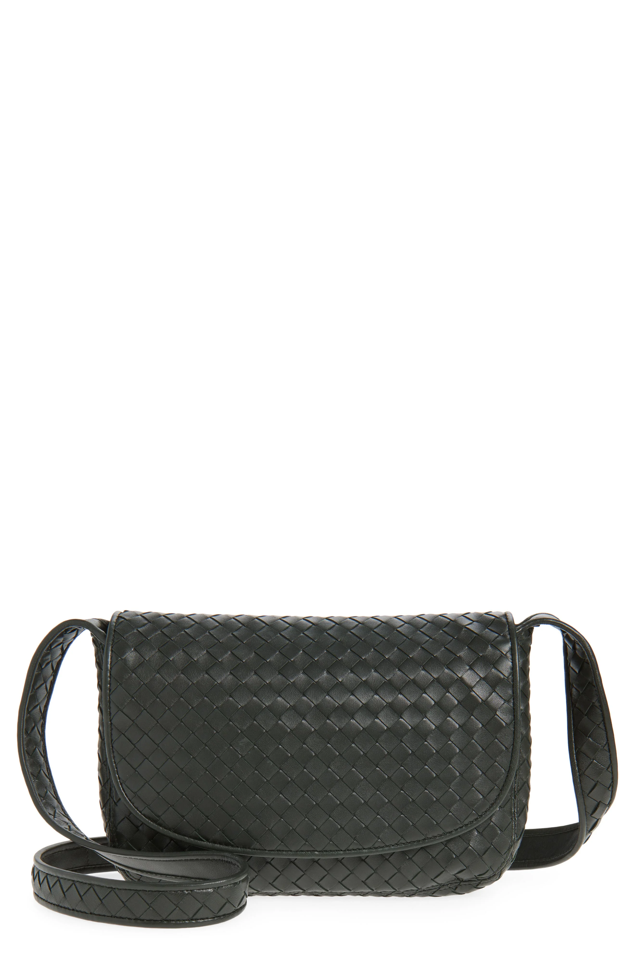 Bottega Veneta Veneto Intrecciato Leather Messenger Bag in 3009 Dark Green-Silver at Nordstrom - 1