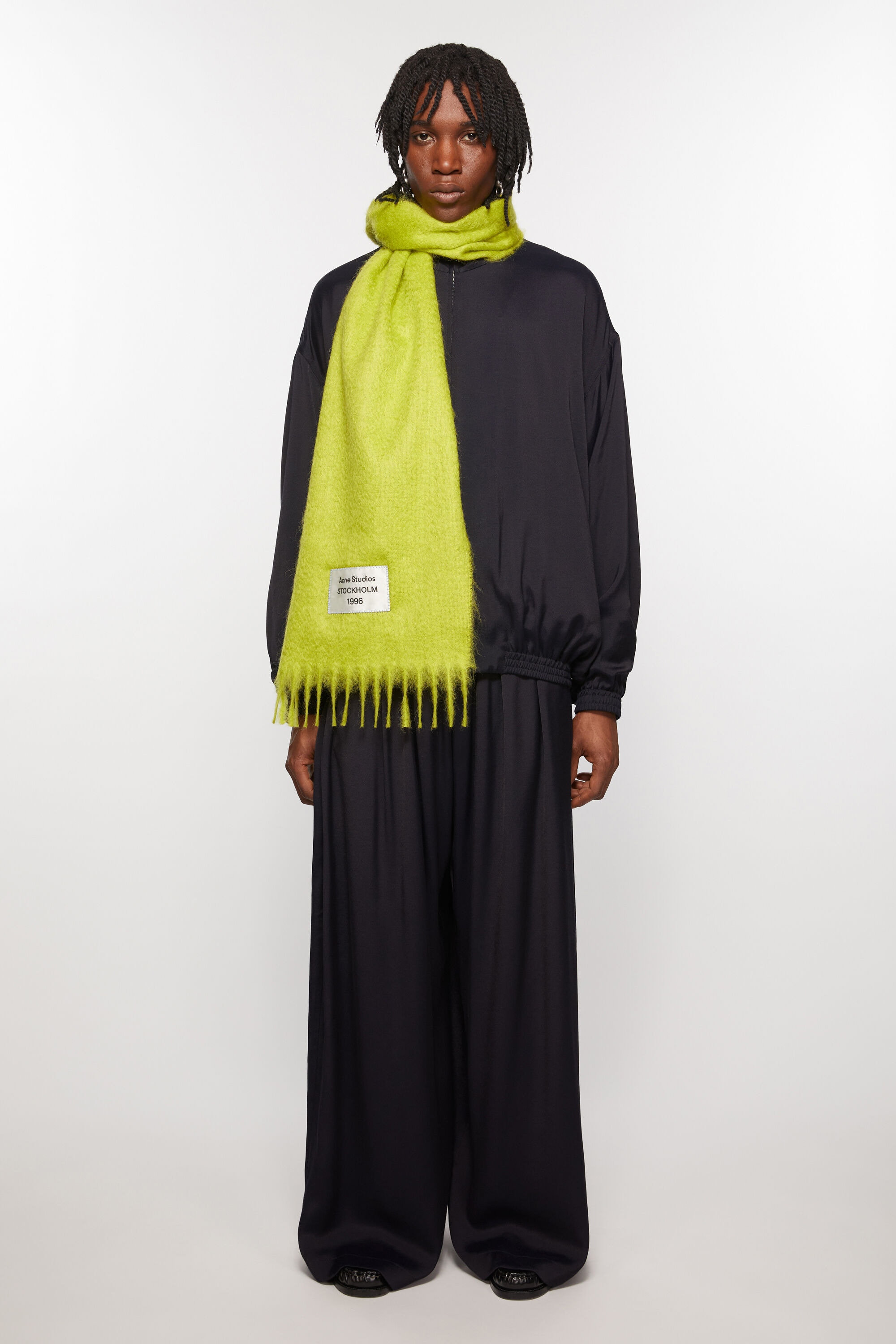 Fringe alpaca scarf - Neon green - 3