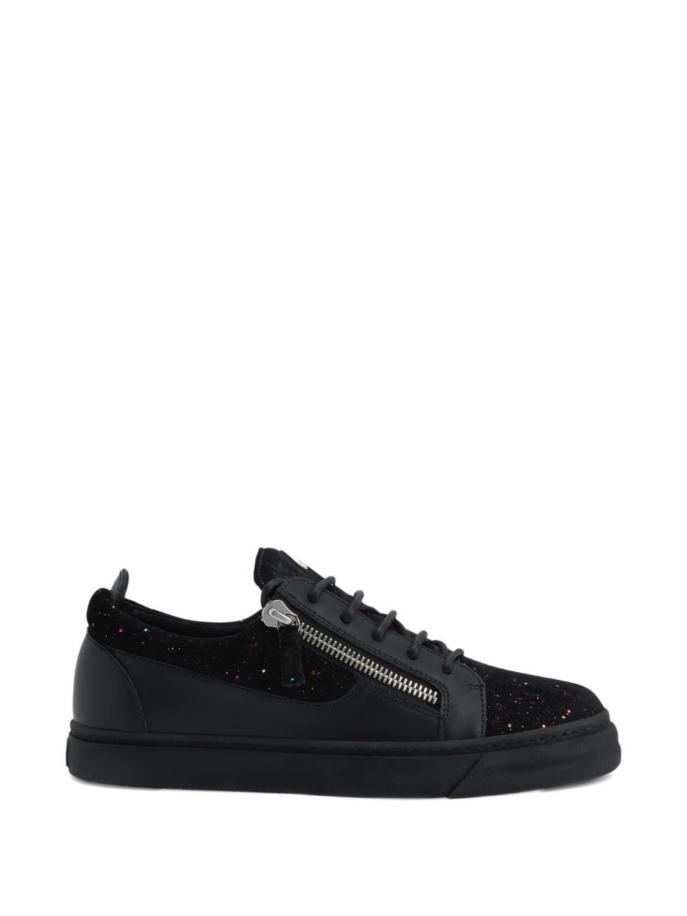 zip-detail glitter low-top sneakers - 5