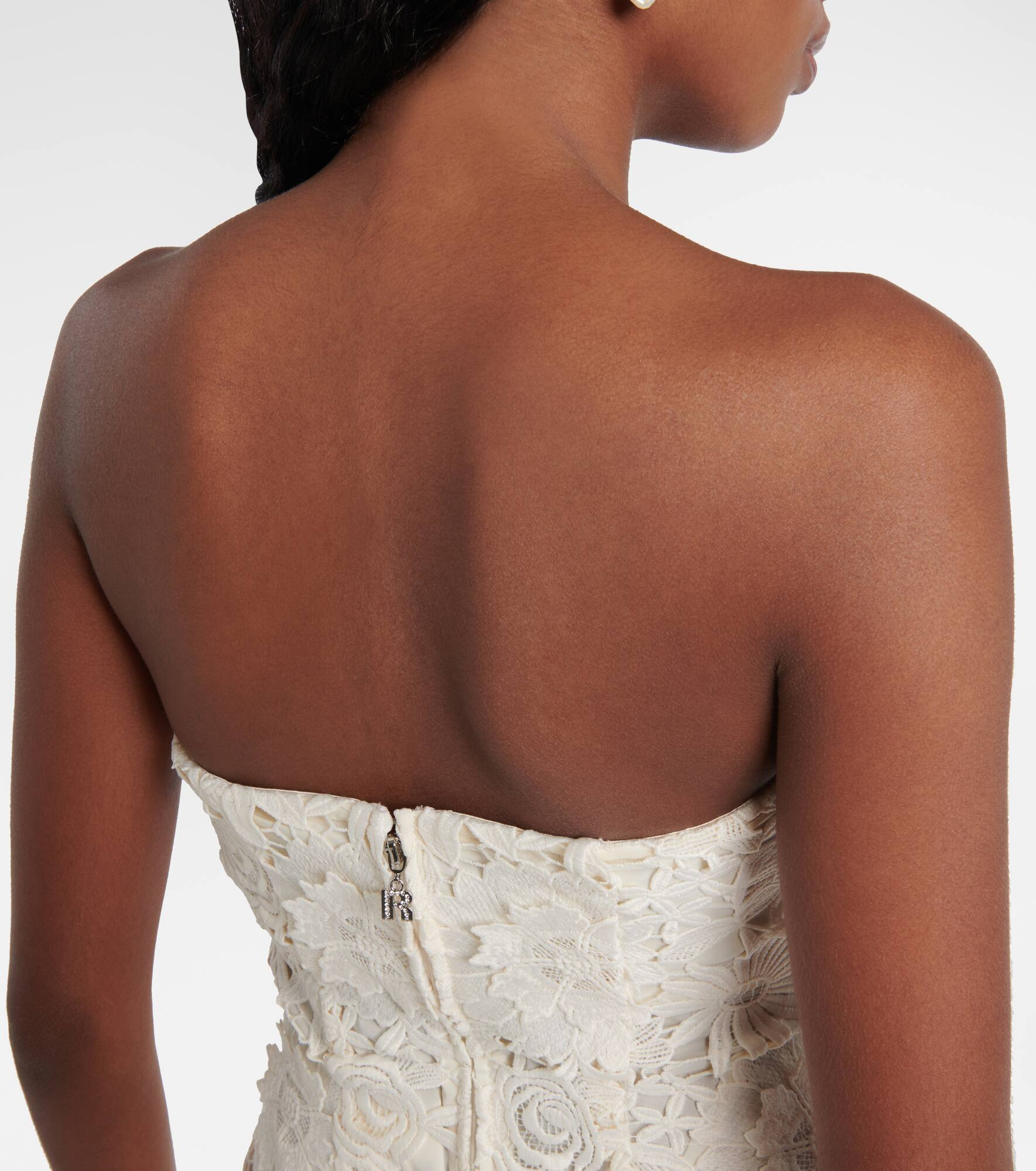 Bridal strapless lace midi dress - 6