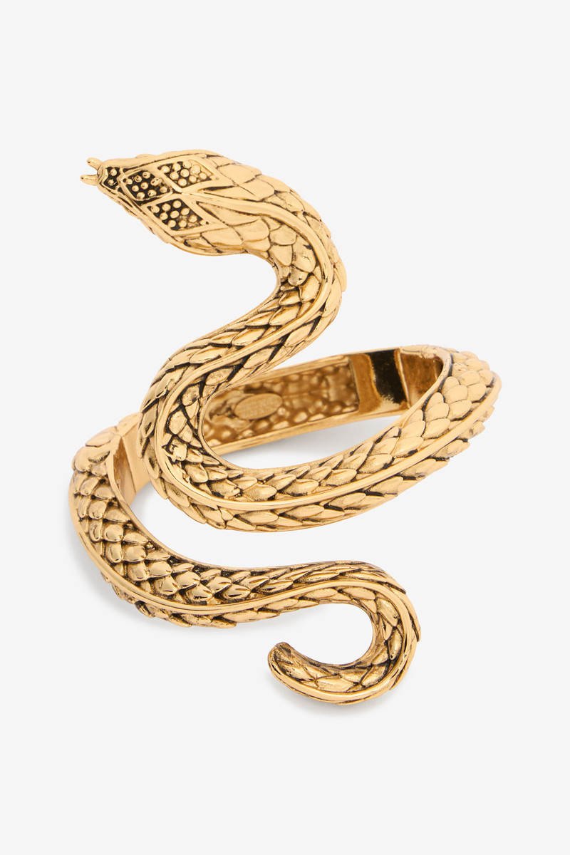 Antiqued Gold Snake Bangle Bracelet 1