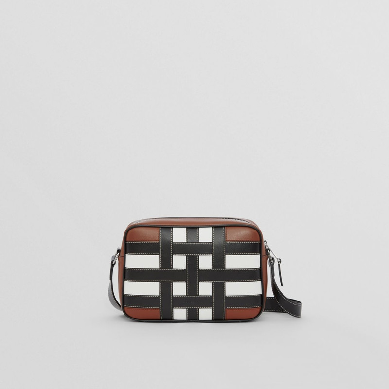 Check Intarsia Leather Crossbody Bag 1
