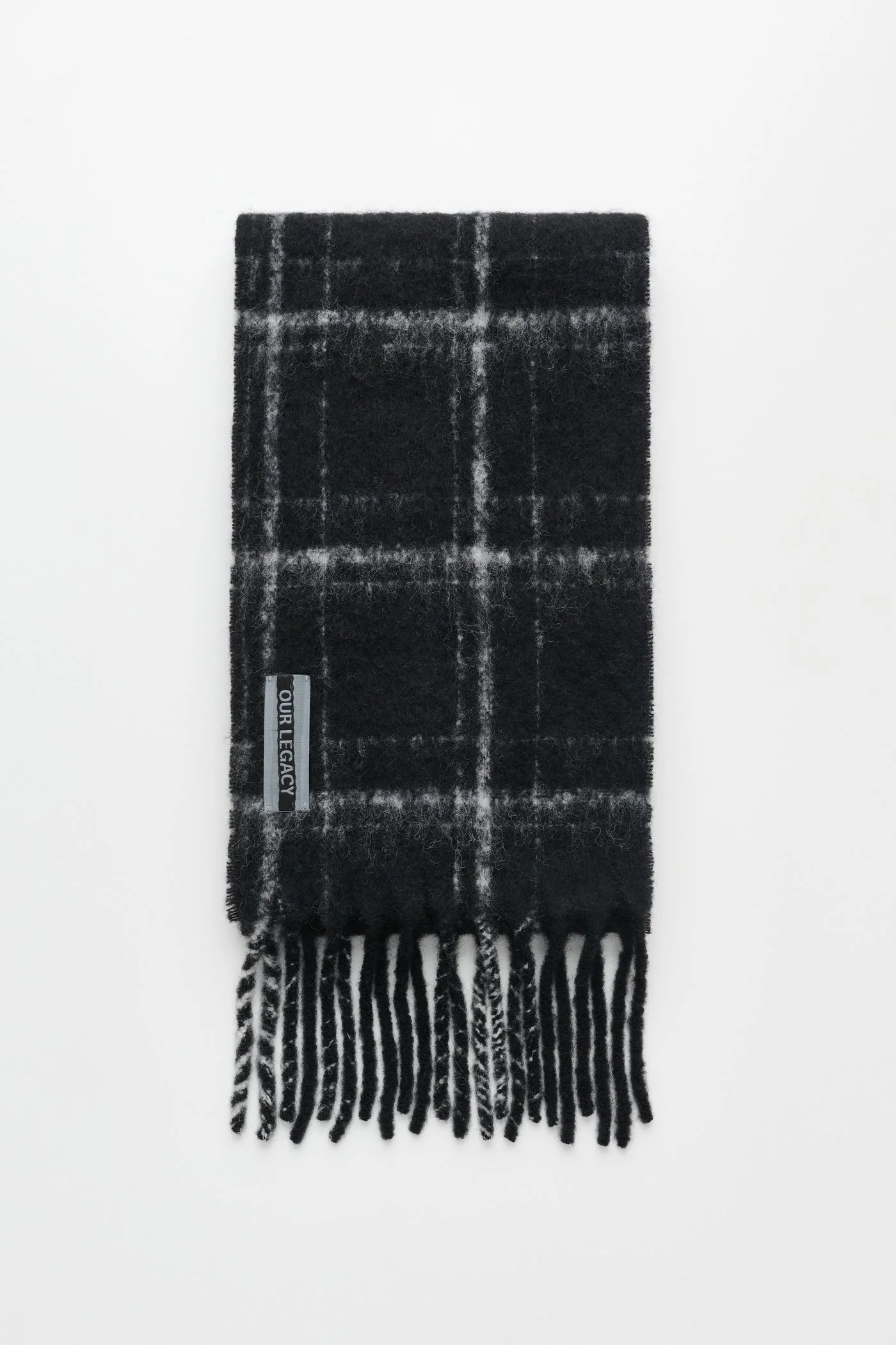 Estate Scarf Black Fuzzy Alpaca - 1