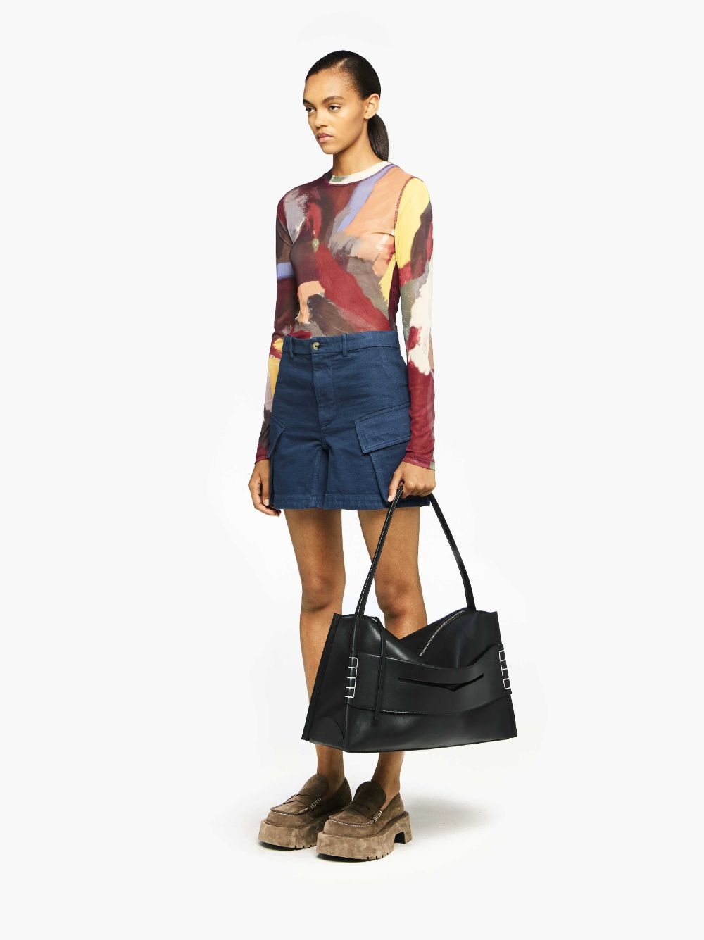 HIGH-WAISTED CARGO TWILL SHORTS - 4