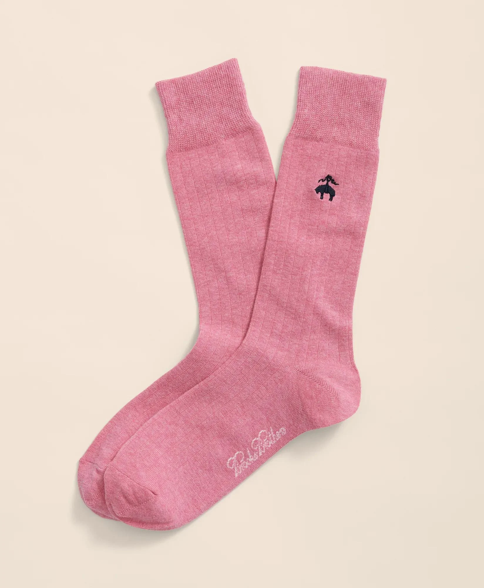 Cotton Blend Ribbed Socks with Embroidered Golden Fleece® - 1