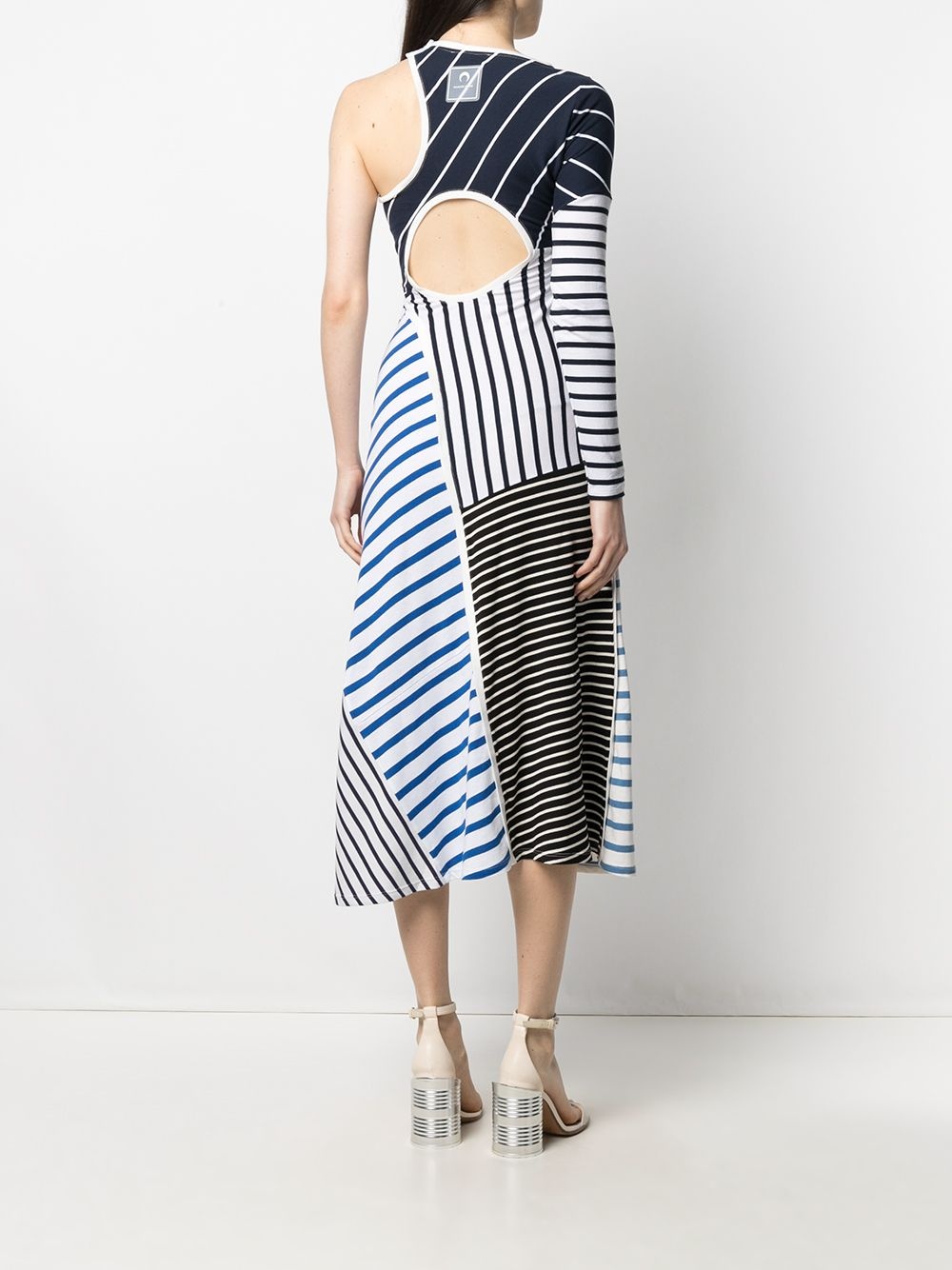 striped cut-out asymmetric dress - 4