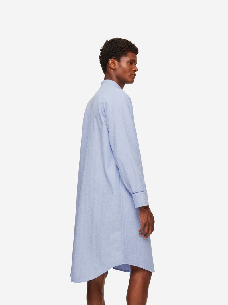 Men's Nightshirt Arran 24 Brushed Cotton Blue - 5