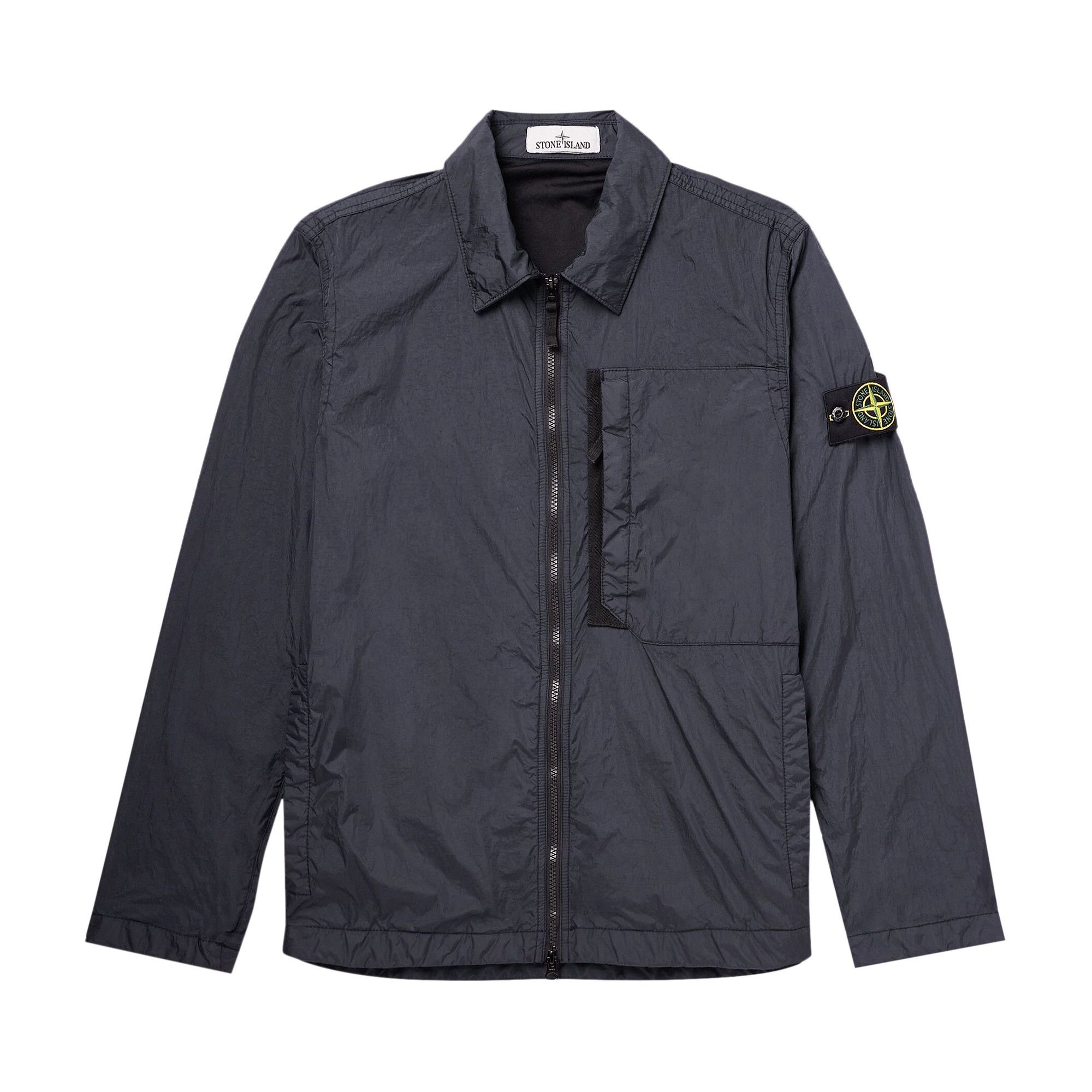 Stone Island Compass Patch Collared Zip Up Jacket 'Navy Blue' - 1