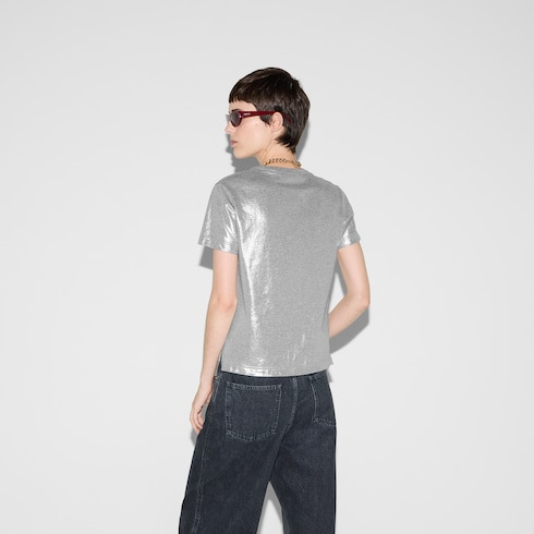 Printed laminated cotton T-shirt - 4