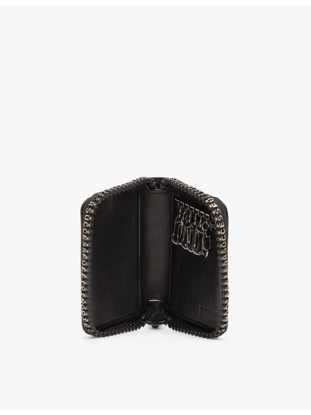 Zip-D logo-embossed leather key holder wallet - 3