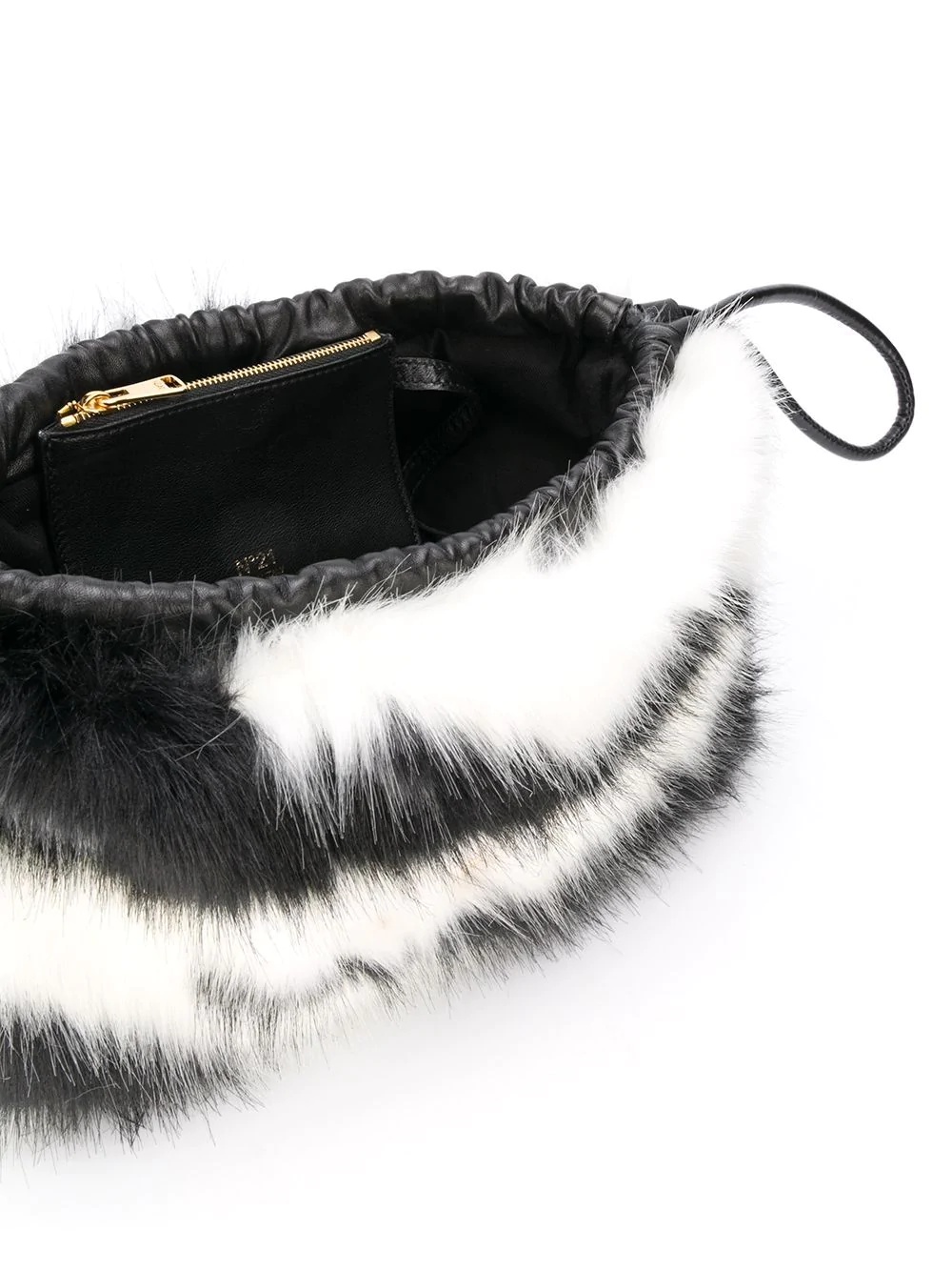 Eva Eco Zebra-Stripe Fur Drawstring Bag - 5