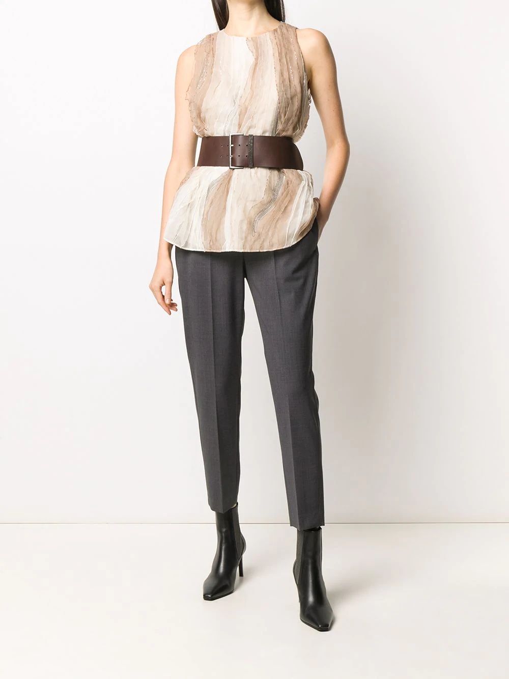 pleated silk top - 2