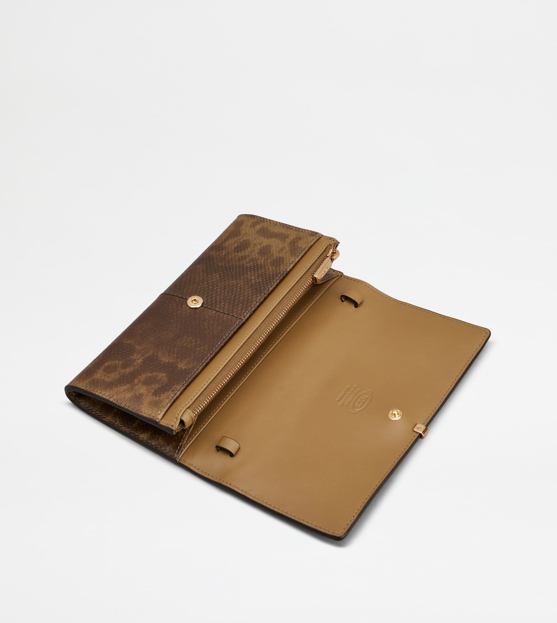 WALLET IN REPTILE WITH SHOULDER STRAP - BROWN - 5