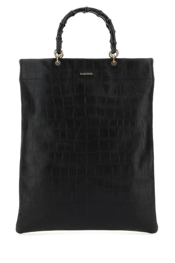 JIL SANDER Black Leather Medium Shopping Bag - 1