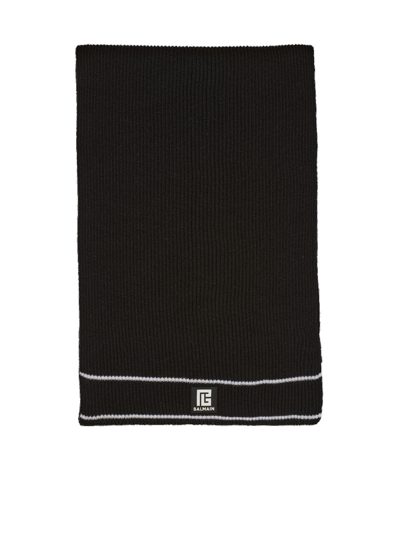 Wool scarf with Balmain logo - 1