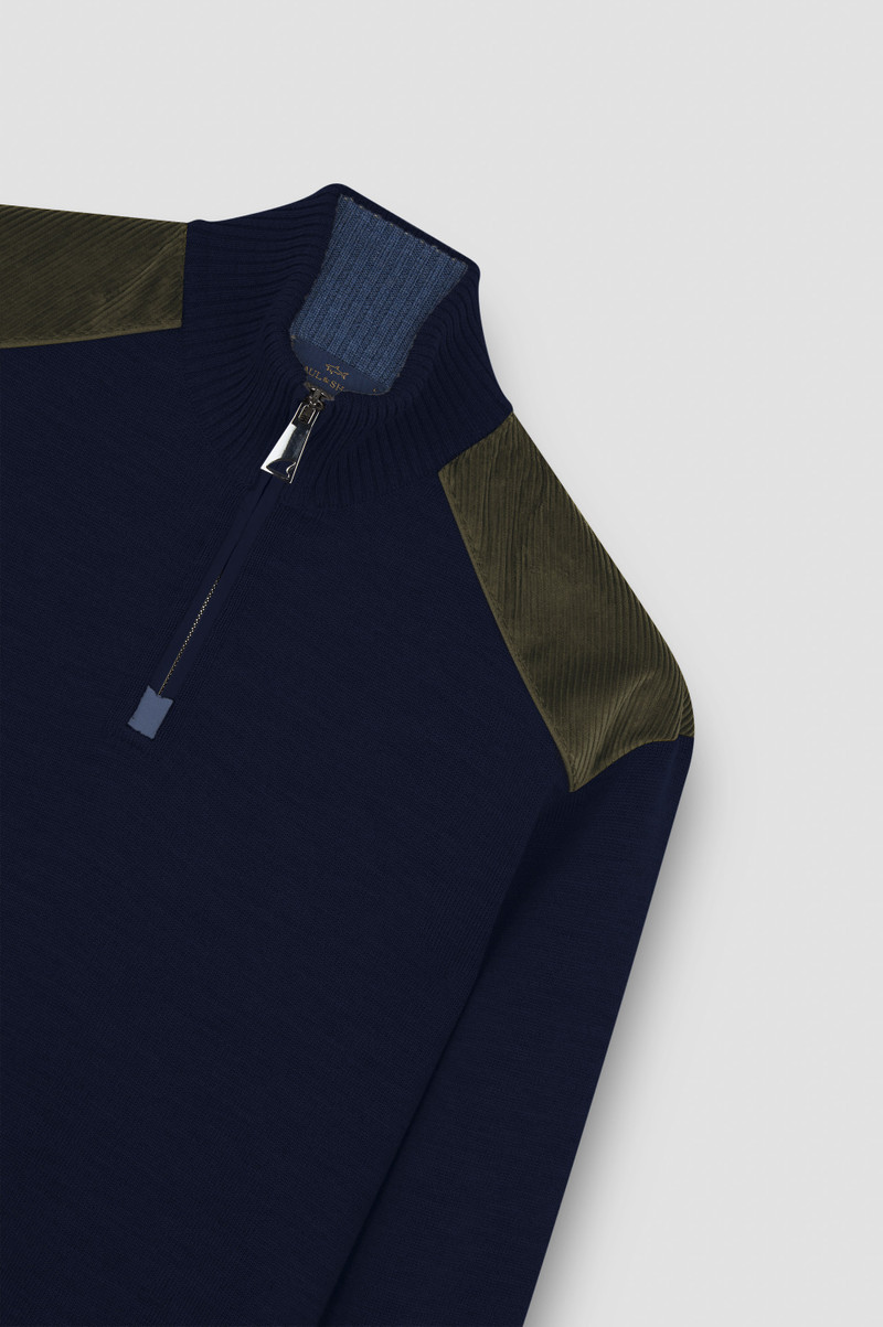 SOFT COOL TOUCH WOOL HALF ZIP SWEATER WITH VELVET DETAILS 5