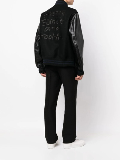 sacai Madsaki leather-sleeve bomber jacket outlook