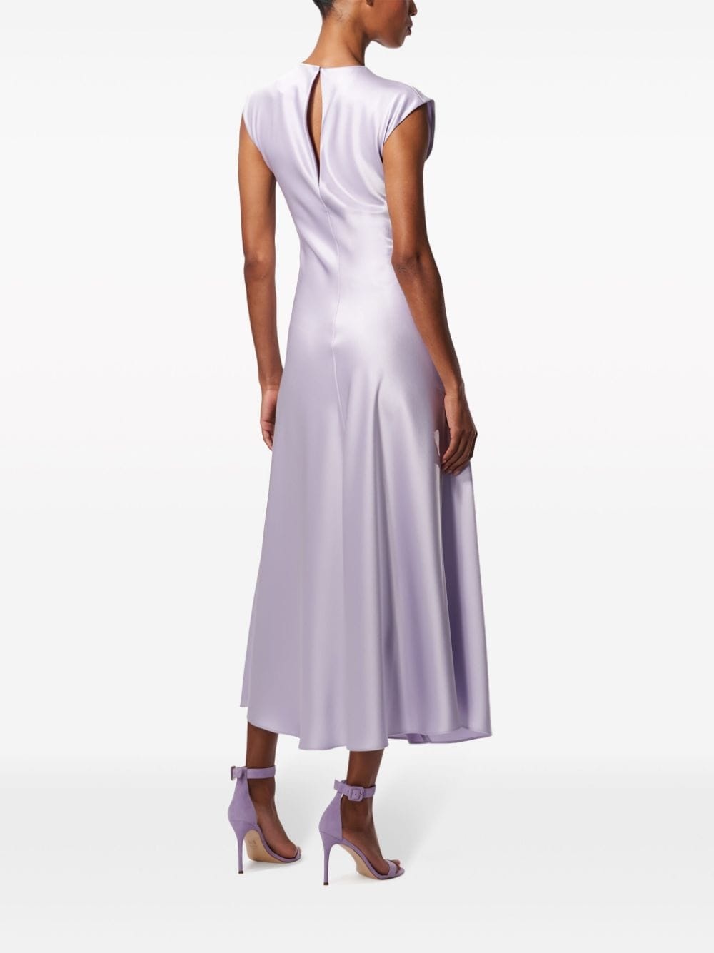 cap-sleeve satin dress - 3