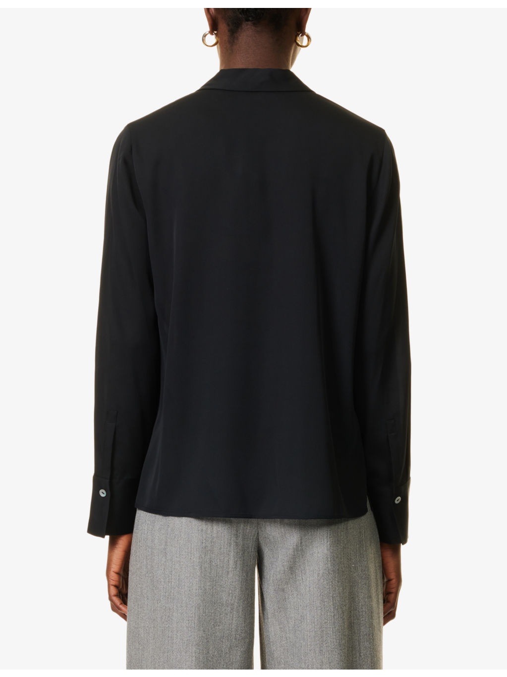 Collar V-neck silk-blend shirt - 4