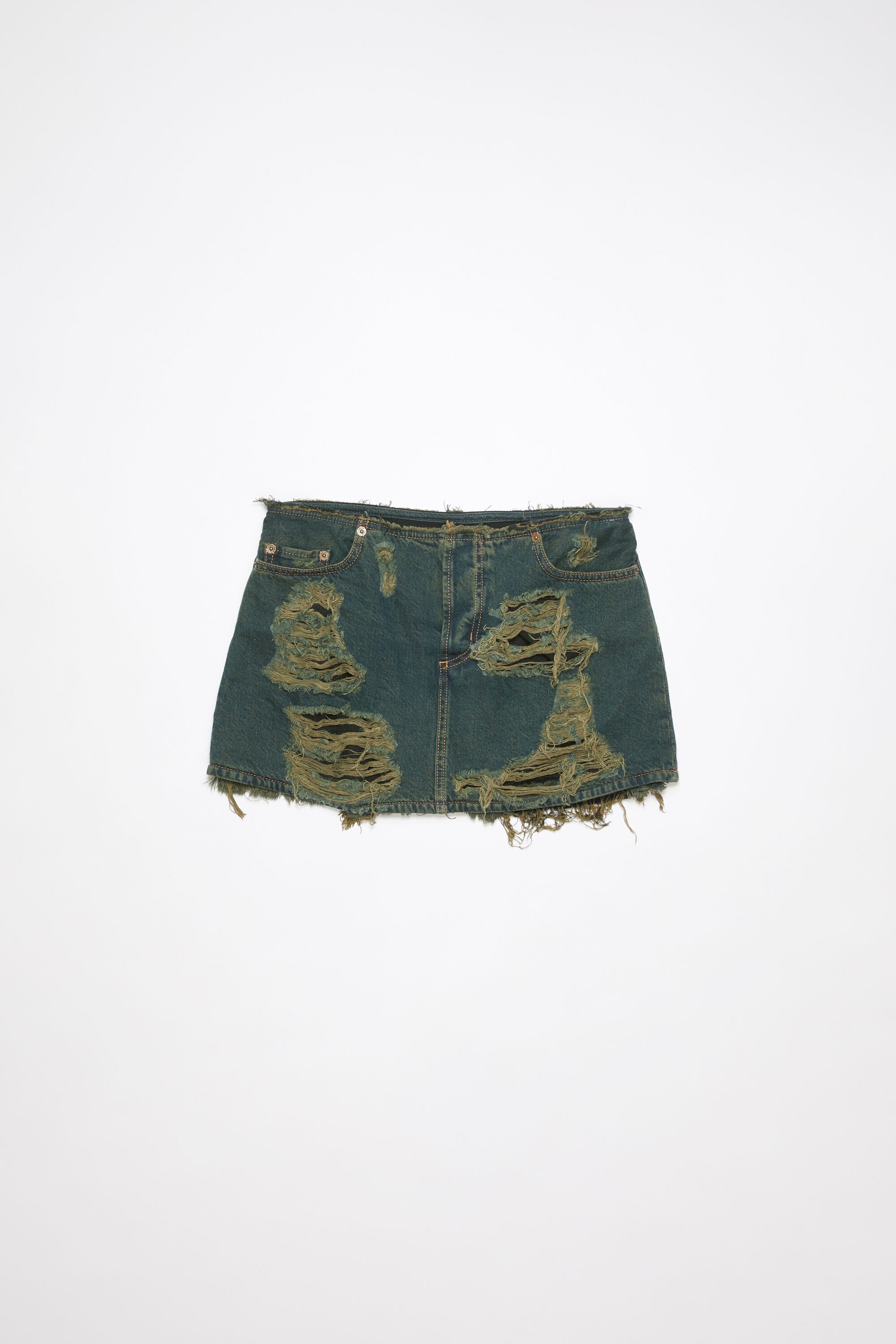 Distressed denim skirt - Blue/green - 6