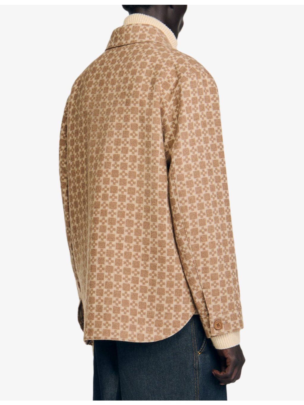 Square-Cross Jacquard Stretch Wool-Blend Overshirt - 4