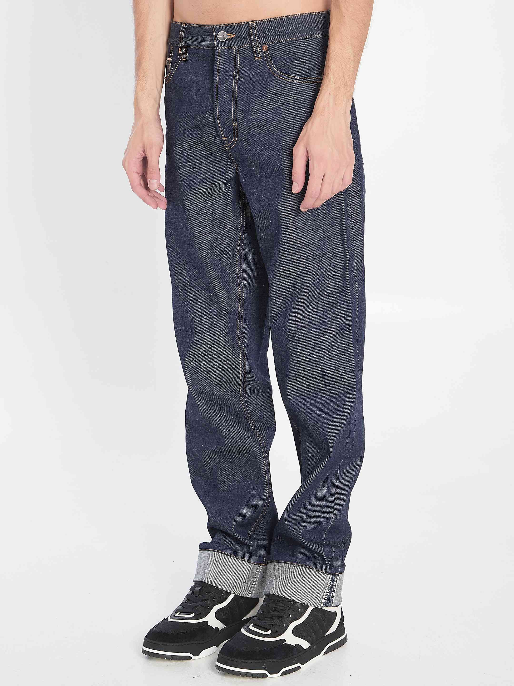 Gucci Men Denim Trousers With Hem Details - 2