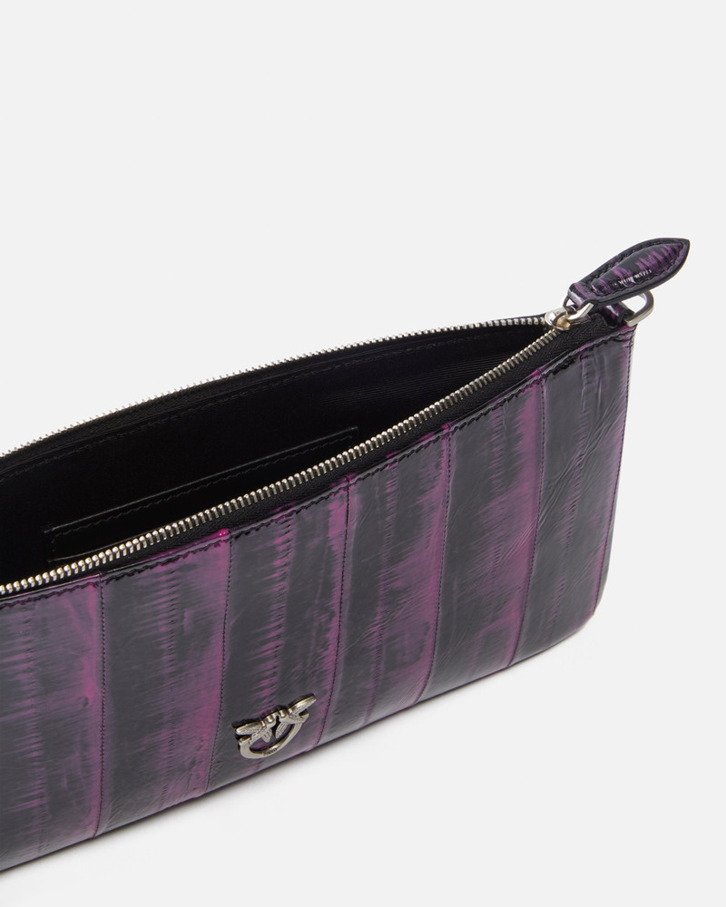 PINKO GALLERIA CLUTCH BAG IN EEL SKIN WITH SHOULDER STRAP 4