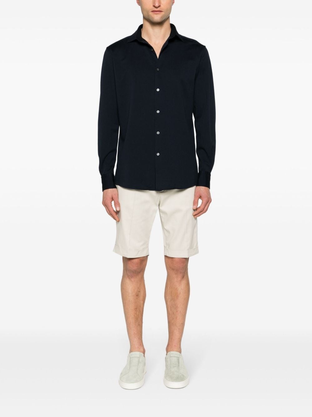 mid-rise lyocell blend chino shorts - 2