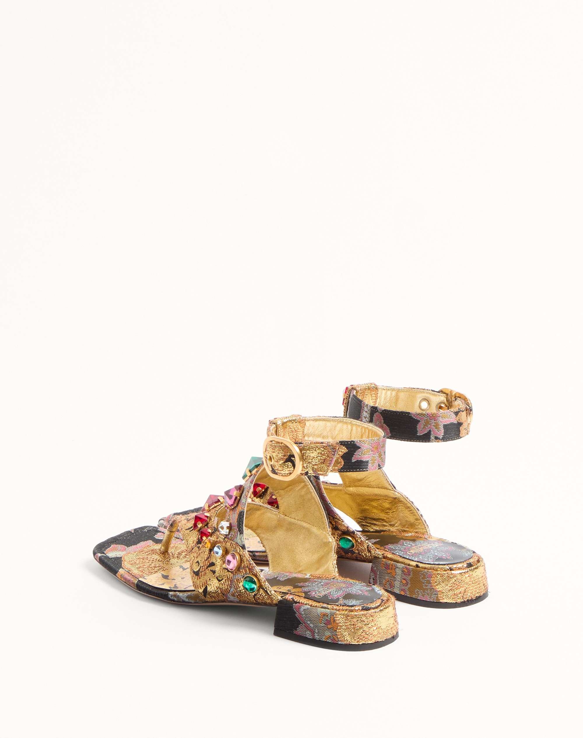 PRESHOES SANDAL IN APRES L'HIVER JACQUARD FABRIC WITH CRYSTALS 20MM - 6