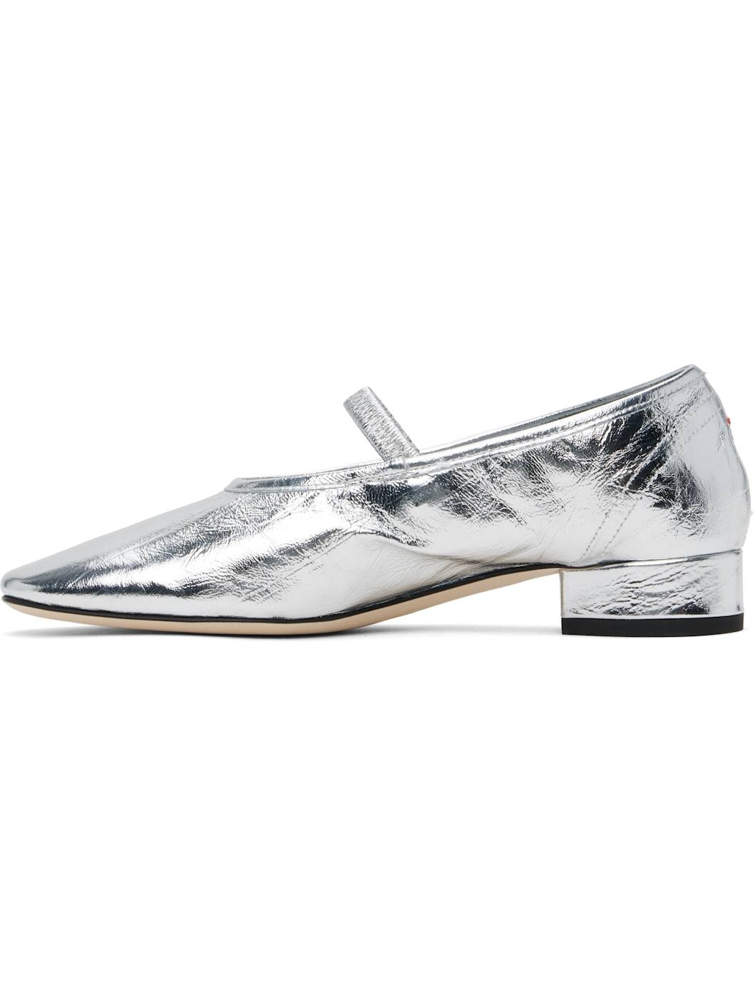Silver Pippa Leather Ballerina Flats - 3