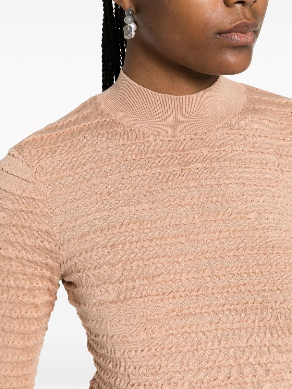 smocked mock-neck jumper - 5