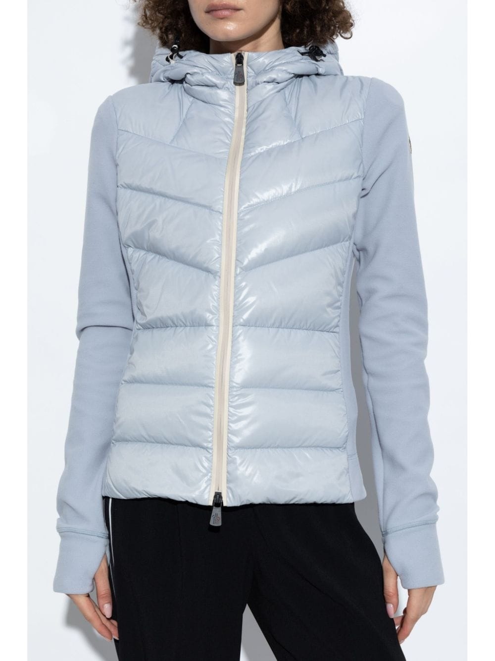 logo-patch hooded padded jacket - 3
