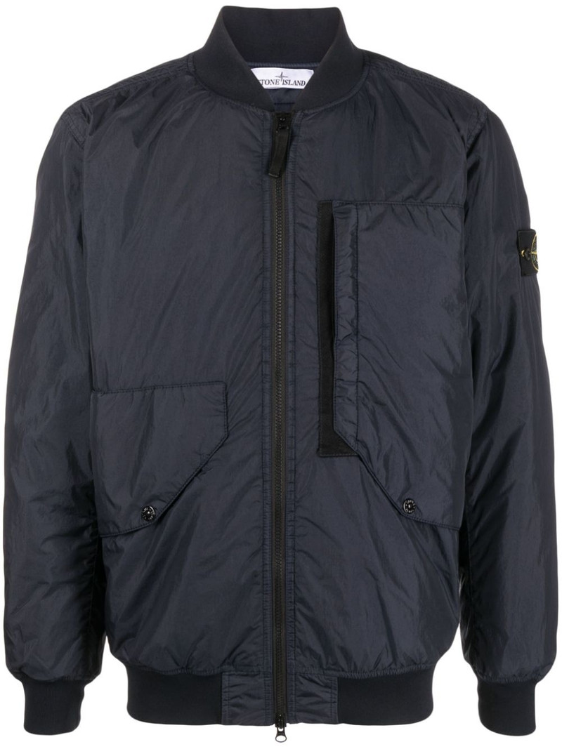 Compass-badge panelled bomber jacket 1