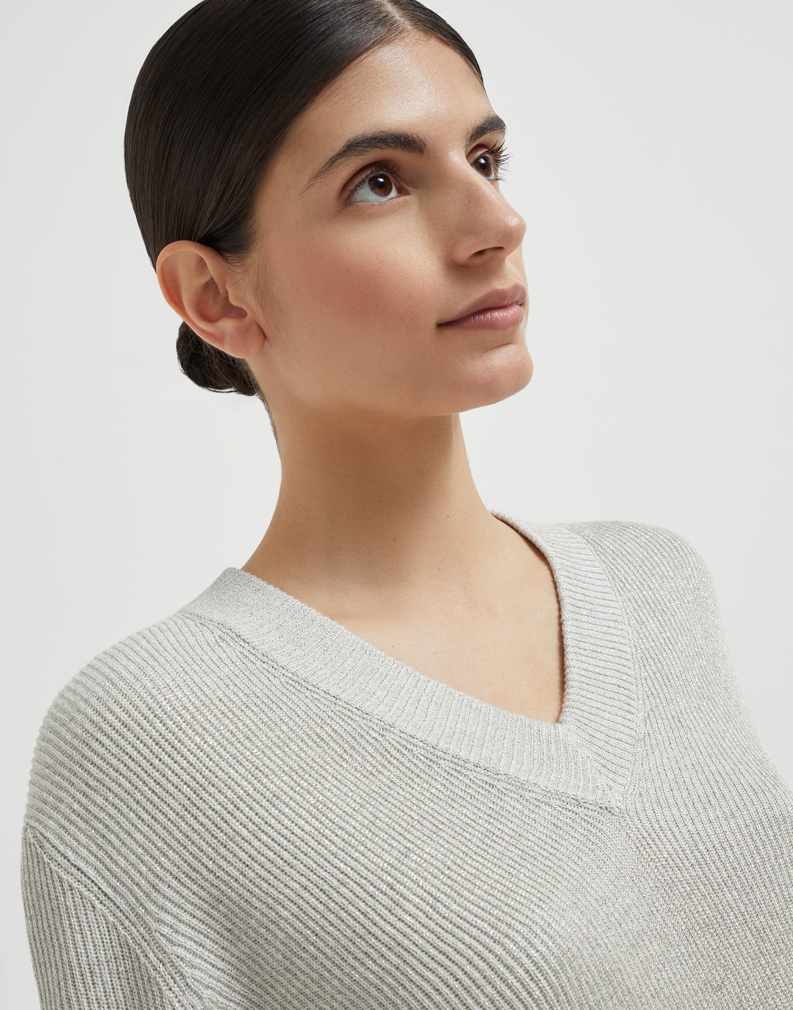 Sparkling cotton vanisé English rib sweater - 3