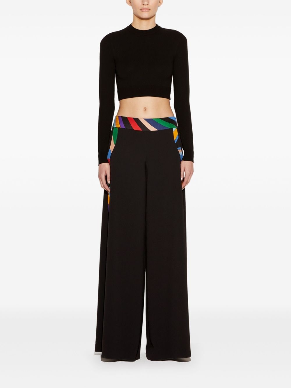 abstract-print trim cropped sweater - 2