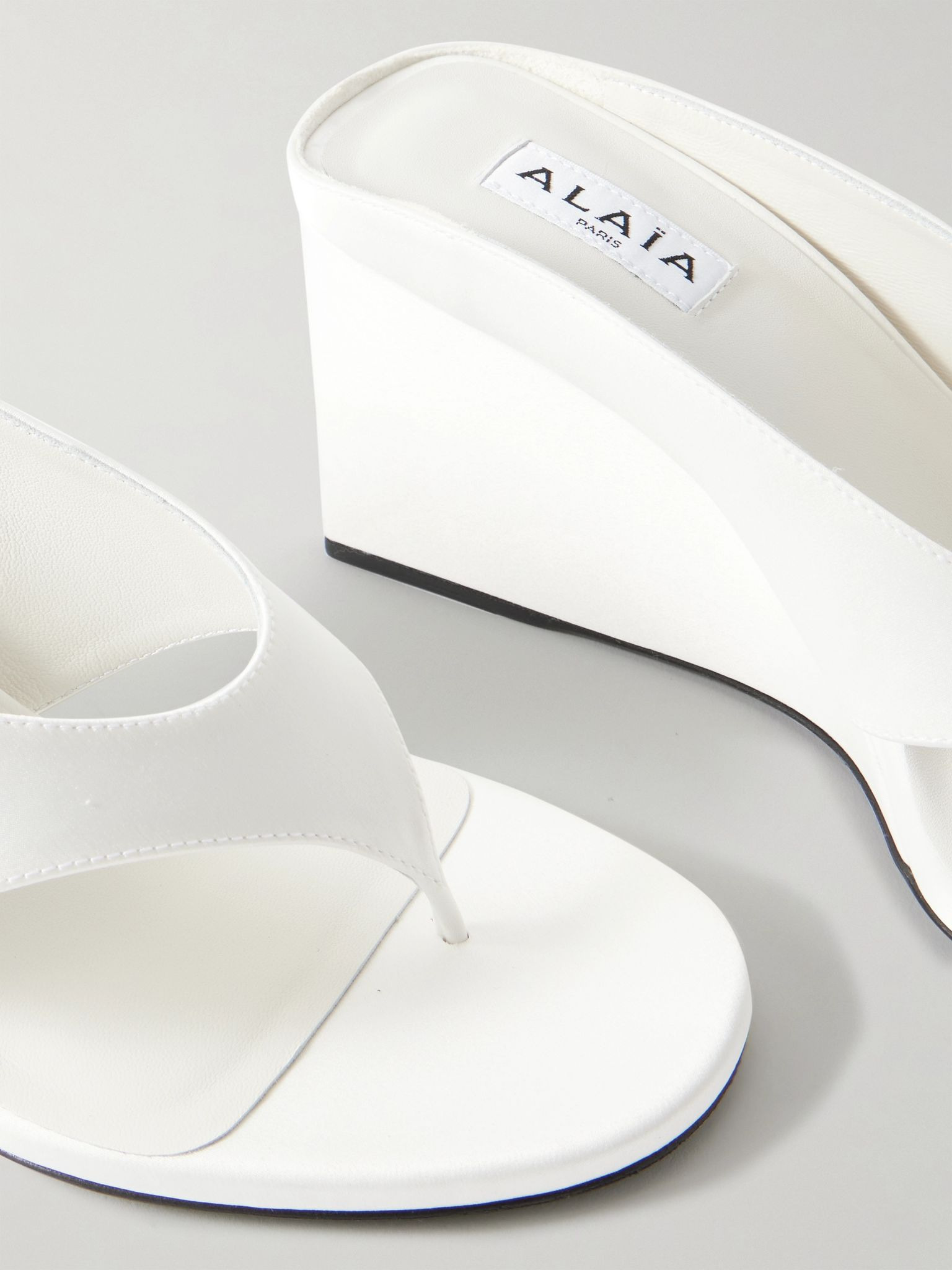 Satin wedge sandals White - 4