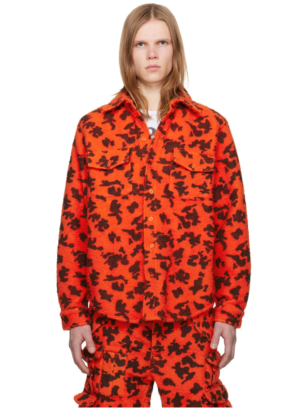 Orange & Black Printed Shirt - 1