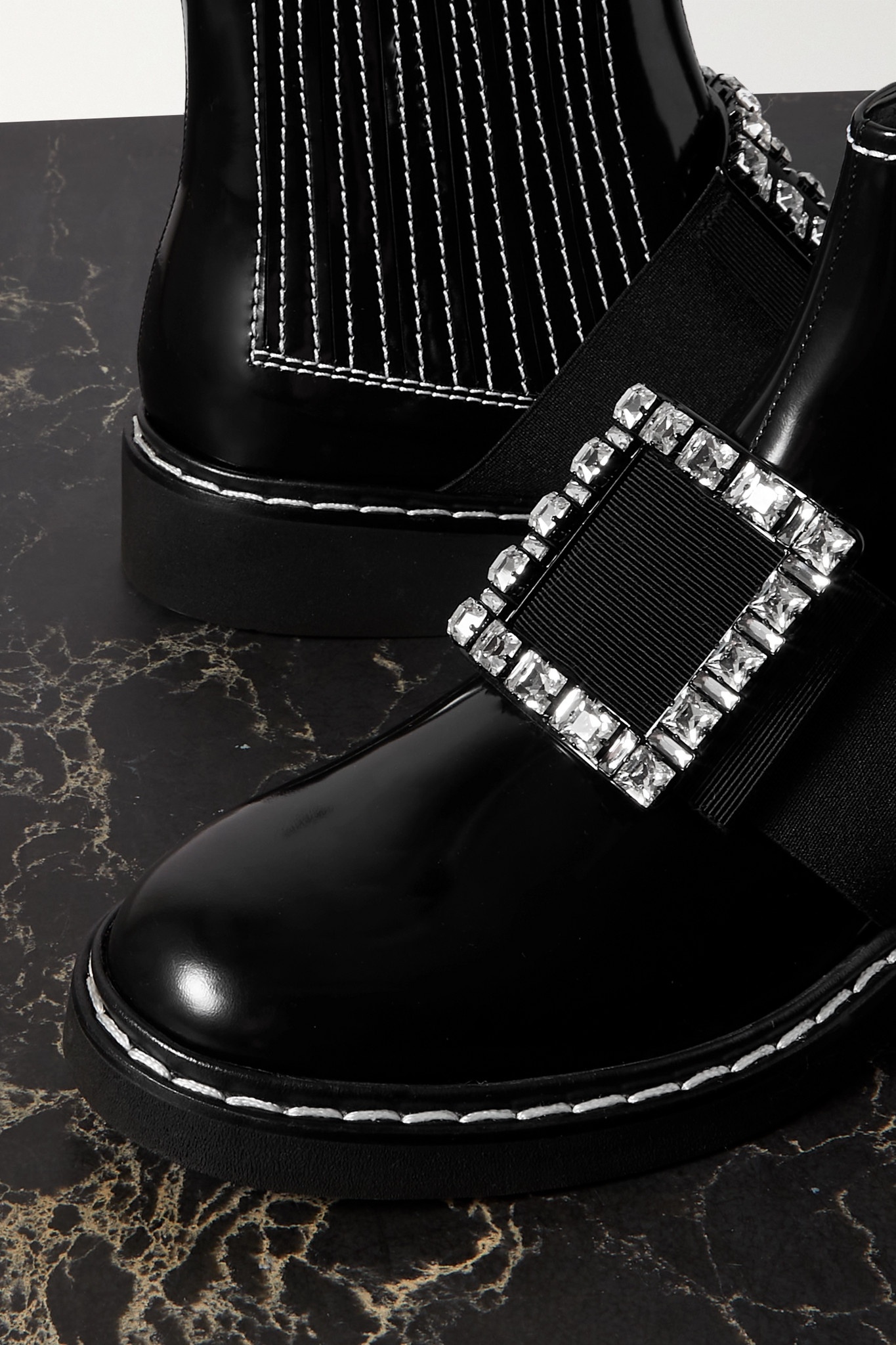 Viv Ranger crystal-embellished patent-leather Chelsea boots - 4